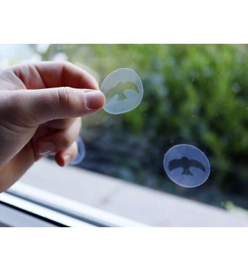 ochranné UV Samolepky na sklo proti ptákům 54ks - pták v kolečku