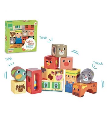 Vilac Dřevěné zvukové kostky Farma