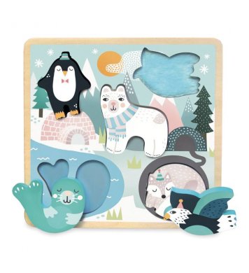 Vilac Dřevěné senzorické puzzle Ice