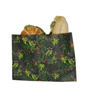 Voskovaná šitá kapsička na rohlík - Palmy 27x22cm Nepytlík