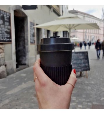 Woodway Kelímek na kávu z bambusu 400ml - Black 1