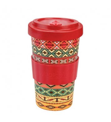 Woodway Kelímek na kávu z bambusu 500ml - Aztec Red