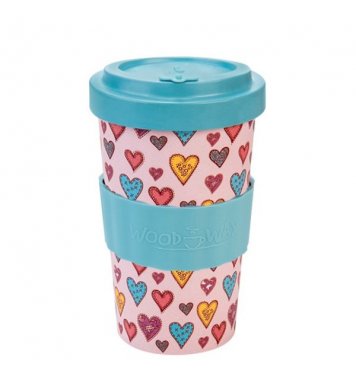 Woodway Kelímek na kávu z bambusu 500ml - Candy Hearts