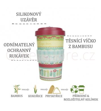 Woodway Kelímek na kávu z bambusu 500ml - Candy Hearts