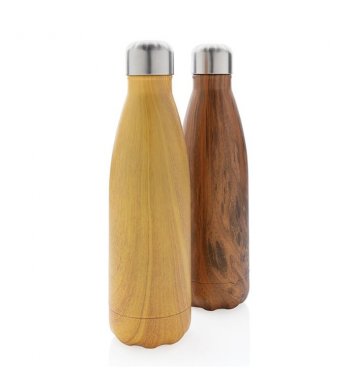 XD Design Nerezová láhev na vodu 500ml - světlé dřevo a tmavé dřevo