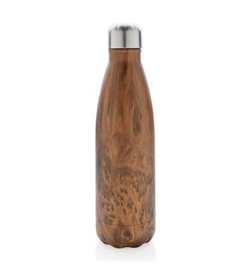 XD Design Nerezová láhev na vodu 500ml - tmavé dřevo motiv