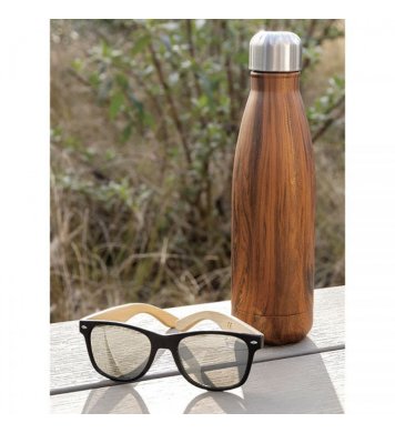 XD Design Nerezová láhev na vodu 500ml - tmavé dřevo styl