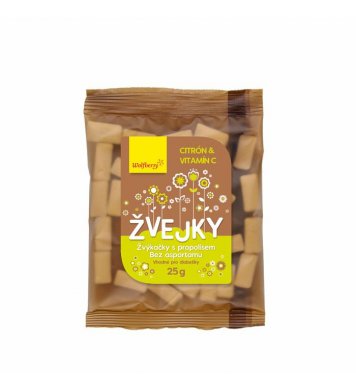 Žvejky s propolisem, citrón a vitamín C 25g Wolfberry