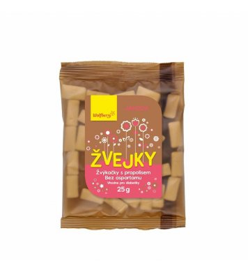 Žvejky s propolisem, jahoda 25g Wolfberry