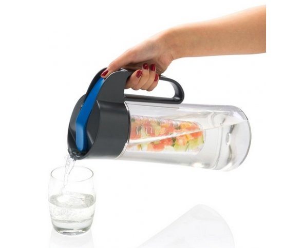 Loooqs Džbán na vodu s košíkem na ovoce 2l černá