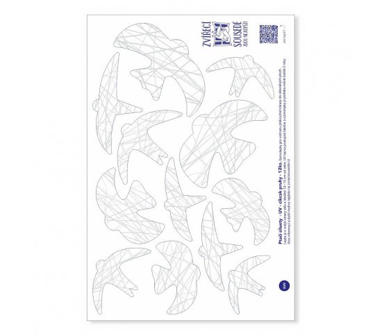 UV Samolepky na sklo proti ptákům 12ks - siluety s cikcak pruhy