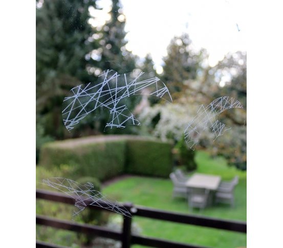 bez lepidla Snímatelné UV Samolepky na sklo proti ptákům 12ks - siluety s cikcak pruhy