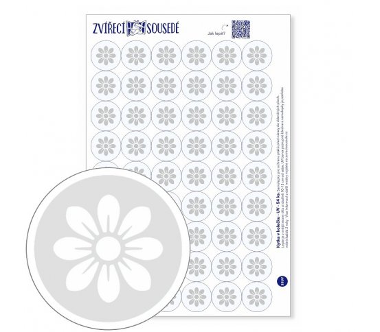 UV Samolepky na sklo proti ptákům 54ks - kytka v kolečku
