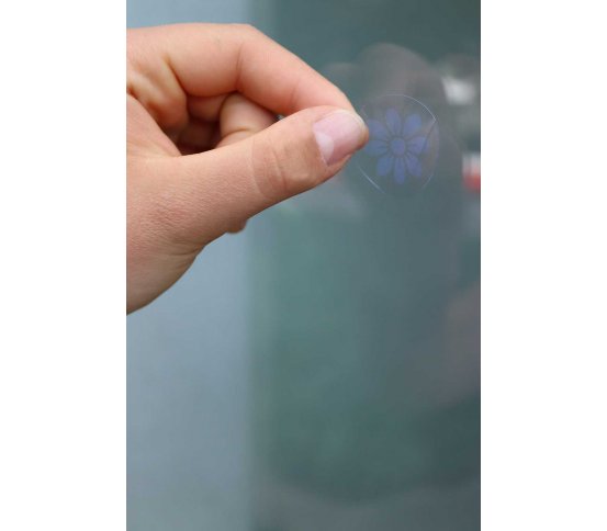 ochranné UV Samolepky na sklo proti ptákům 54ks - kytka v kolečku