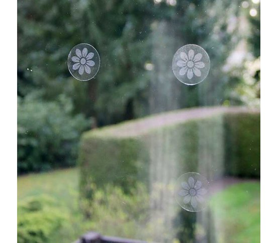 průhlednost na okno UV Samolepky na sklo proti ptákům 54ks - kytka v kolečku