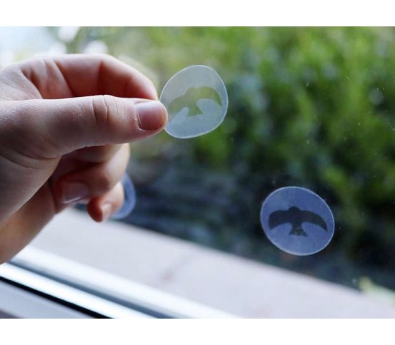 zvířecí sousedé Snímatelné UV Samolepky na sklo proti ptákům 54ks - pták v kolečku