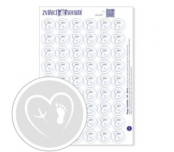 UV Samolepky na sklo proti ptákům 54ks - stopy v kolečku
