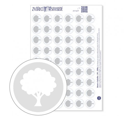 UV Samolepky na sklo proti ptákům 54ks - strom v kolečku