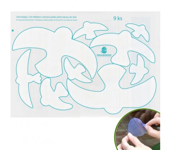 UV Snímatelné samolepky na sklo - siluety 9ks zelená domácnost