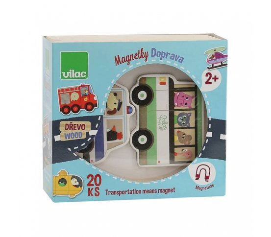 Vilac Dřevěné magnetky doprava 20 ks
