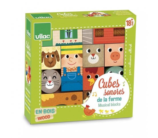 Vilac Dřevěné zvukové kostky Farma