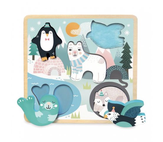 Vilac Dřevěné senzorické puzzle Ice