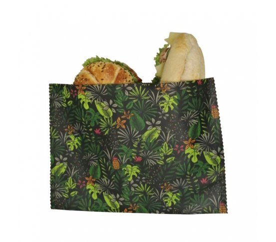 Voskovaná šitá kapsička na rohlík - Palmy 27x22cm Nepytlík