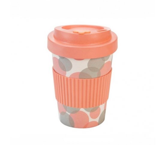 Woodway Kelímek na kávu z bambusu 300ml - Bubbles Pink
