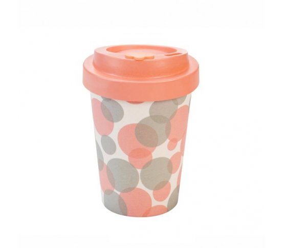 Woodway Kelímek na kávu z bambusu 300ml - Bubbles PinkWoodway Kelímek na kávu z bambusu 300ml - Bubbles Pink