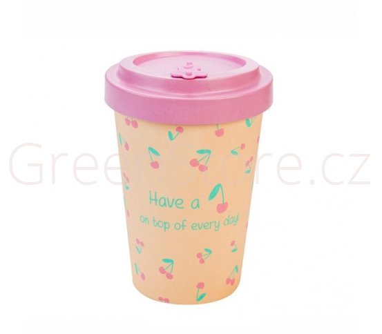 Woodway Kelímek na kávu z bambusu 400ml - Cherry