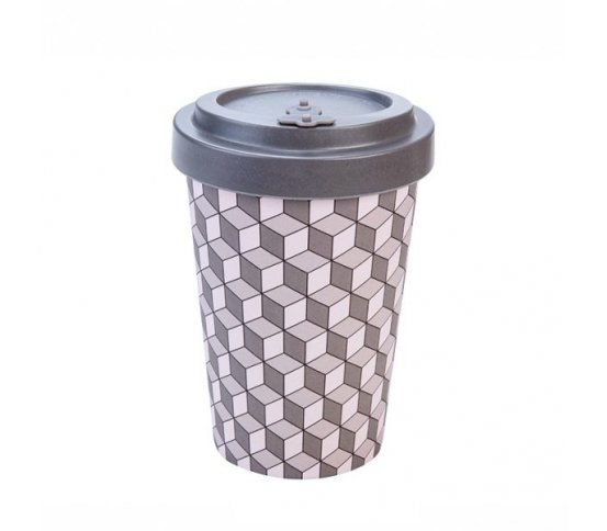 Woodway Kelímek na kávu z bambusu 400ml - Cubes