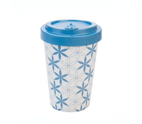 Woodway Kelímek na kávu z bambusu 400ml - Geometric flowers