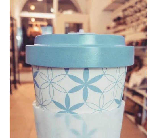 Woodway Kelímek na kávu z bambusu 400ml - Geometric flowers