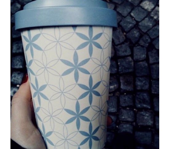 Woodway Kelímek na kávu z bambusu 400ml - Geometric flowers