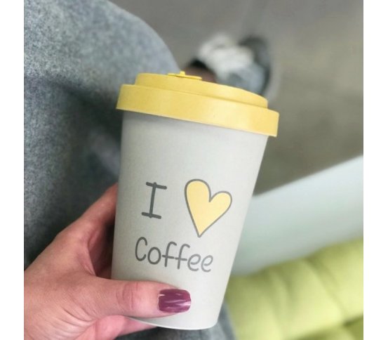 Woodway Kelímek na kávu z bambusu 400ml - I love coffee