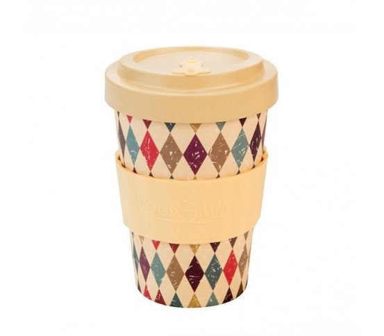 Woodway Kelímek na kávu z bambusu 400ml - Retro diamonds