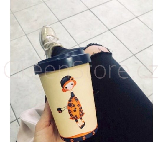 Woodway Kelímek na kávu z bambusu 400ml - Sybile Daisy