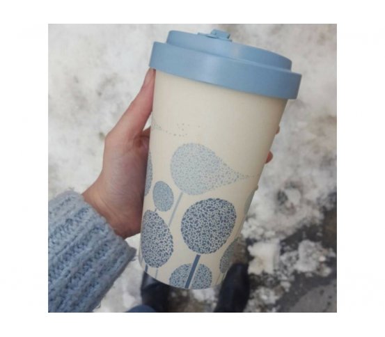 Woodway Kelímek na kávu z bambusu 500ml - Dandelions Blue