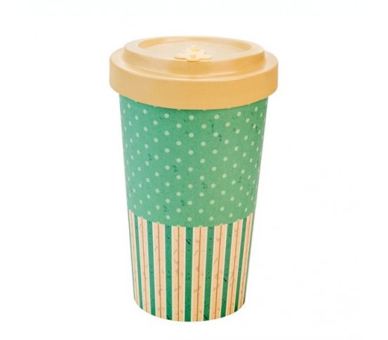 Woodway Kelímek na kávu z bambusu 500ml - Retro Dots