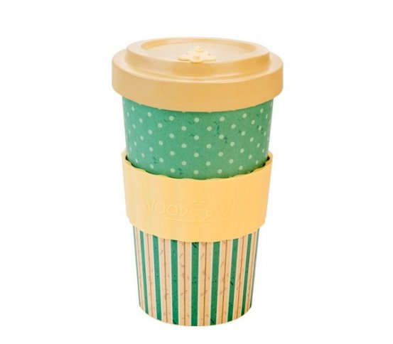 Woodway Kelímek na kávu z bambusu 500ml - Retro Dots