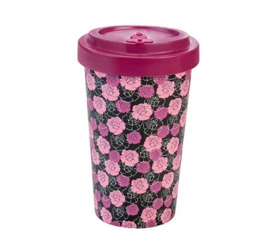 Woodway Kelímek na kávu z bambusu 500ml - Roses
