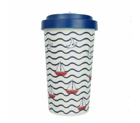 Woodway Kelímek na kávu z bambusu 500ml - Summer Blue