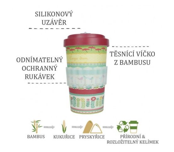 Woodway Kelímek na kávu z bambusu 300ml - Pia purple