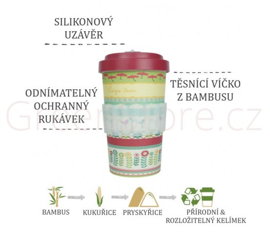 Woodway Kelímek na kávu z bambusu 500ml - Aztec Red