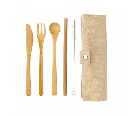 XD Design Sada bambusových příborů, brčka a pouzdra