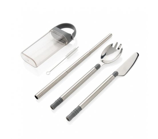 XD Design Sada nerezových příborů, brčka a pouzdra